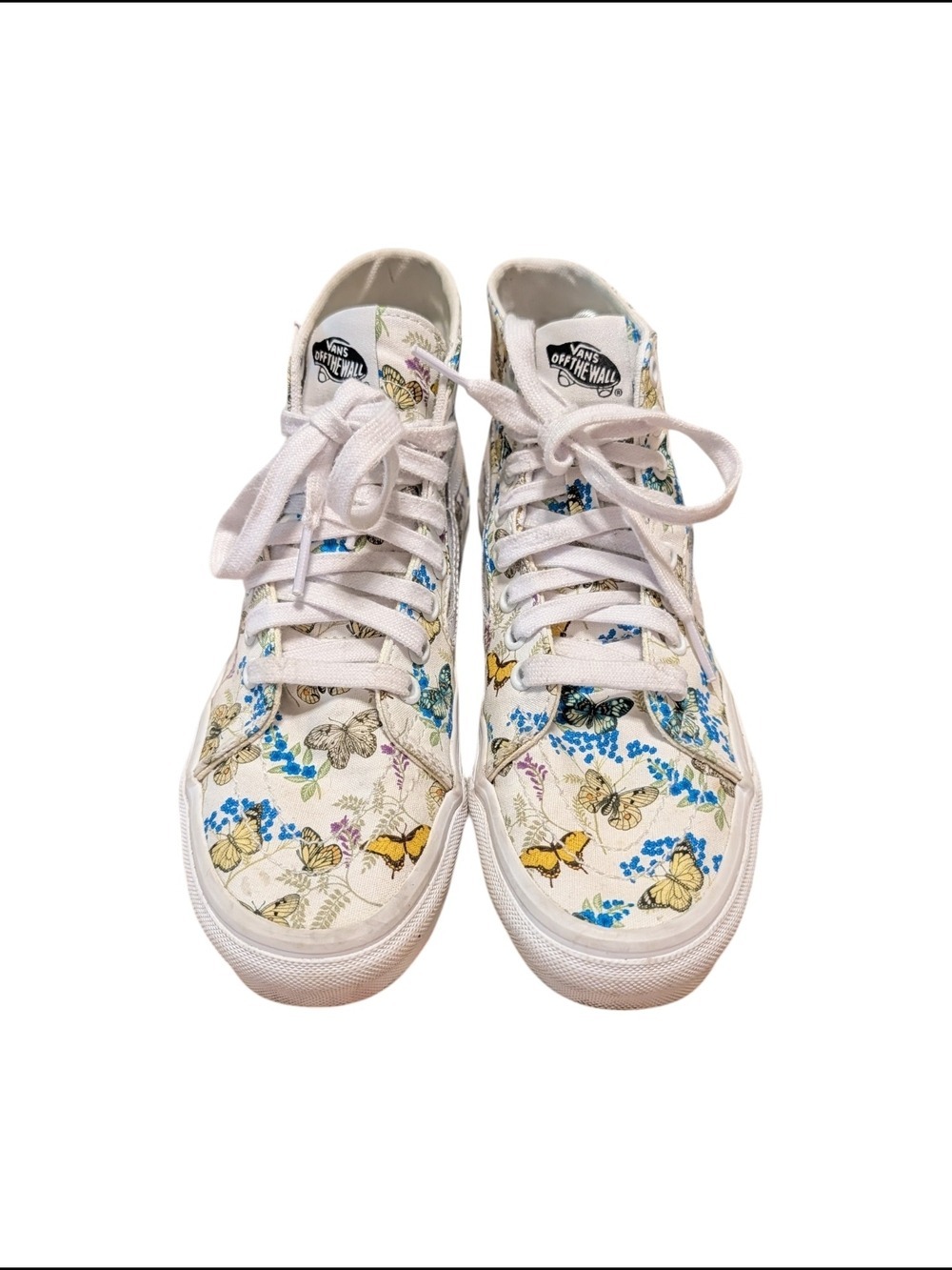 Vans Women's White Canvas High-Top Butterfly Print Sneakers - Picture 6 of 9